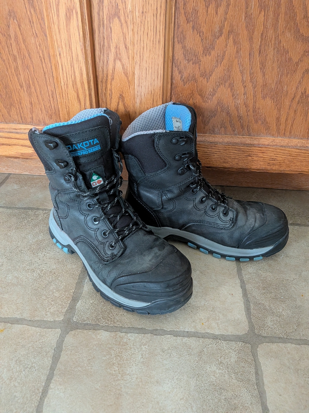 Black Dakota CSA Steel Toe Work Boots with Blue Accents - Women's Safety Boot